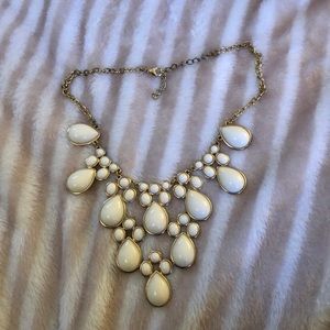 Off White and Gold Statement Necklace